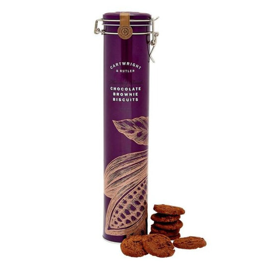Cartwright & Butler Chocolate Brownie Biscuits in Tall Tin 300g