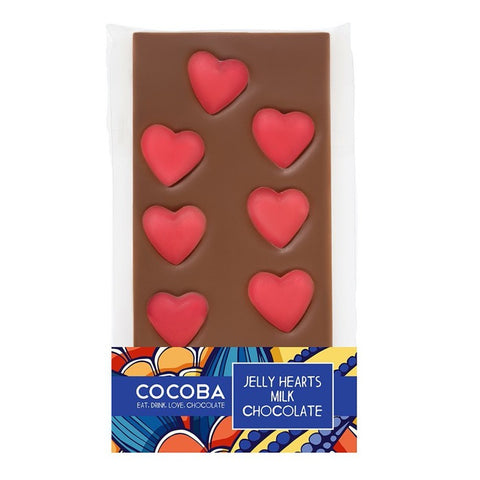 COCOBA Jelly Hearts Milk Chocolate Bar 100g