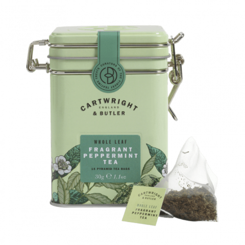 CARTWRIGHT & BUTLER Peppermint Blend Pyramid Tea Bags Caddy 45g