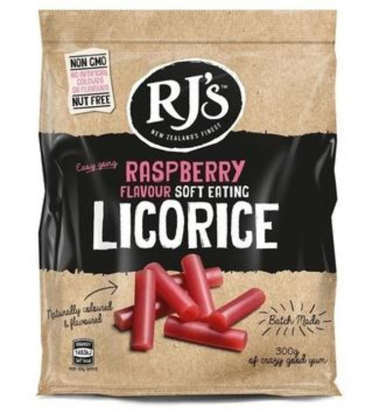 RJ's Natural Soft Raspberry Liquorice 300g