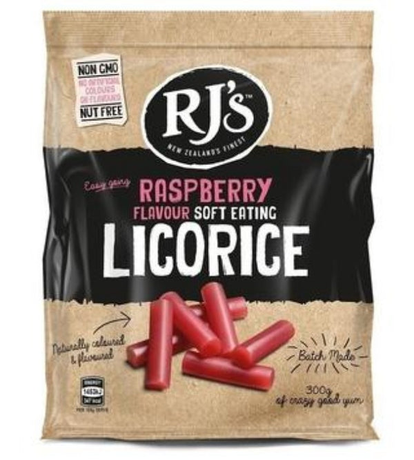 RJ's Natural Soft Raspberry Liquorice 300g