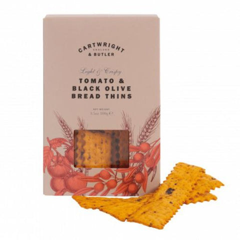 CARTWRIGHT & BUTLER Tomato & Black Olive Bread Thins 100g