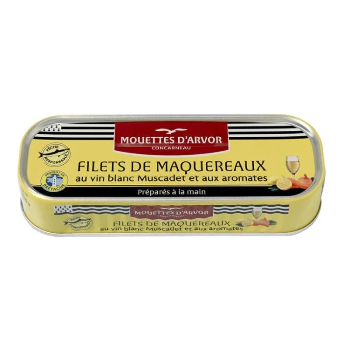 MOUETTES D'ARVOR Mackerel Fillets in a Fresh Cream and Mustard Sauce 176g