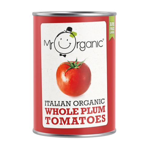 MR ORGANIC Italian Organic Whole Plum Tomatoes 400gr