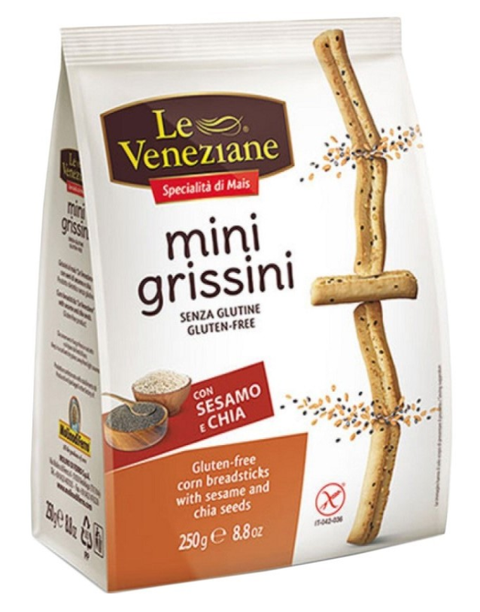 LE VENEZIANE Gluten Free Mini Grissini Chia & Sesame seeds 250gr